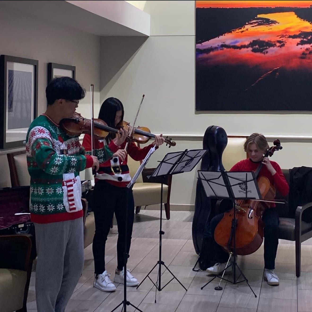 Harmony Ensemble performing for patients at INTEGRIS Health Baptist Medical Center.